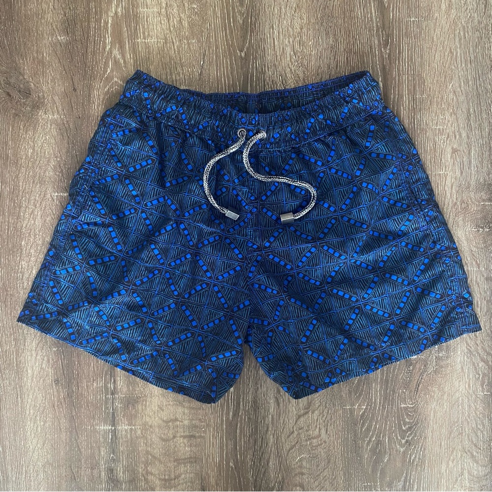 Pangea Blue & Black Luxury Swim Trunks